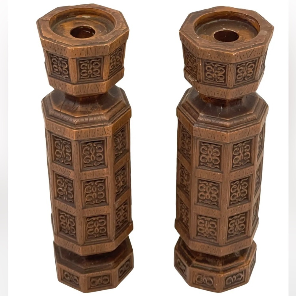 NAPCOWARE pair of two Ceramic Candle Holder import Japan Vintage